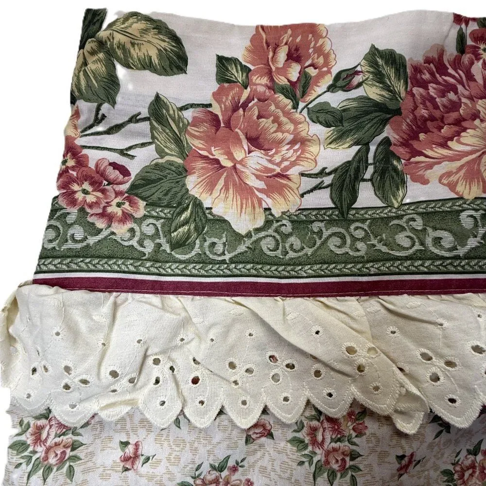 Cute Vintage Floral Curtains 2 Panels Cottagecore Lace Farmhouse Drapes